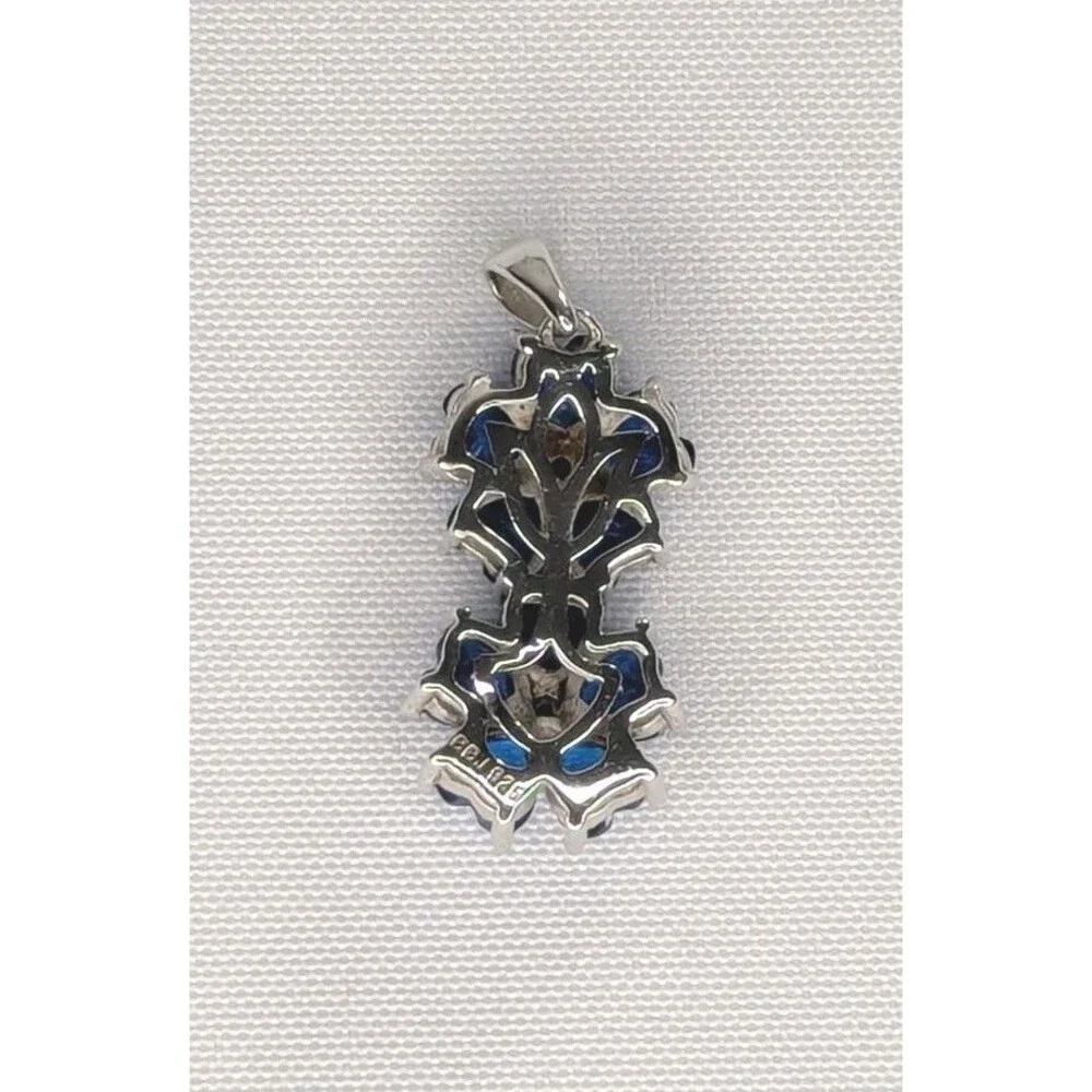Lab Created Blue Spinel Pendant - Sterling Silver